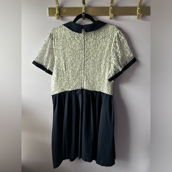 ModCloth NWT Navy Lace Contrast Dress 2X Peter Pan Collar Fit & Flare - Picture 9 of 13